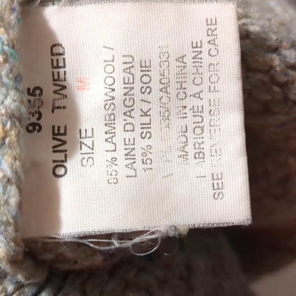 Woolrich sweater v-neck pullover wool silk cable knit tweed medium - Picture 4 of 4